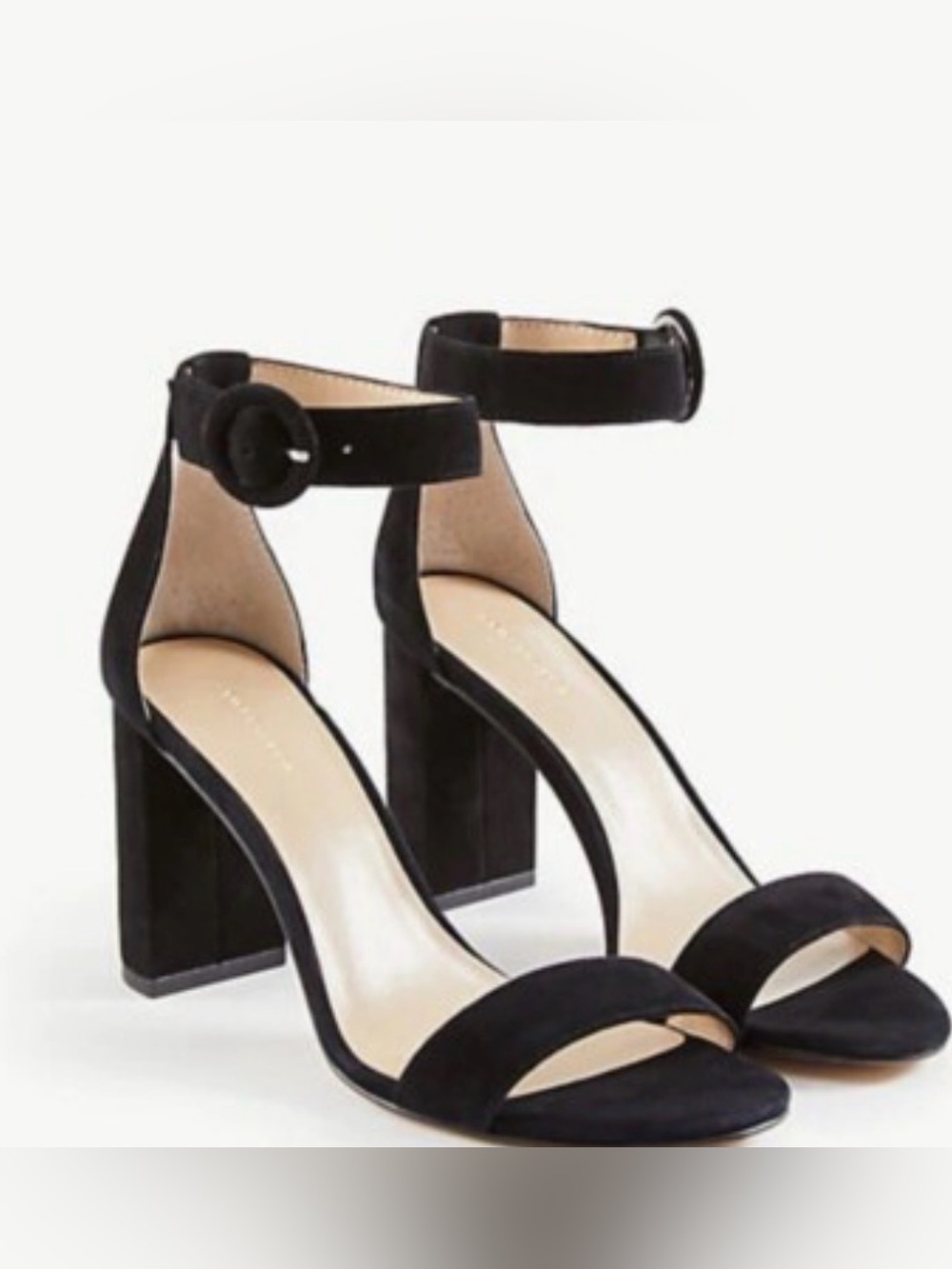 Ann Taylor Black Suede Ankle-Strap Block Heels Size 8M